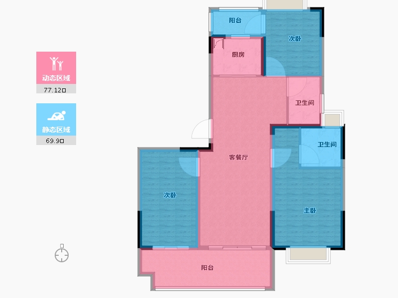 江苏省-南通市-中皋宸园-134.05-户型库-动静分区