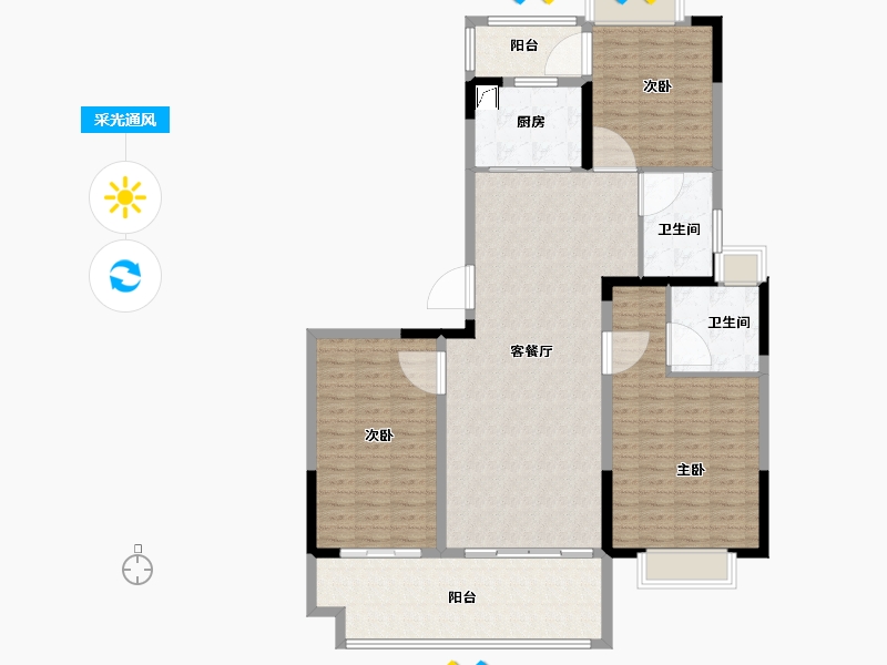 江苏省-南通市-中皋宸园-134.05-户型库-采光通风