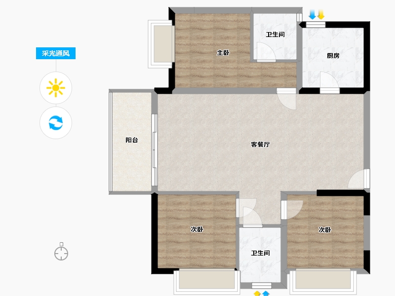 湖南省-怀化市-沅陵县古城御景-94.23-户型库-采光通风