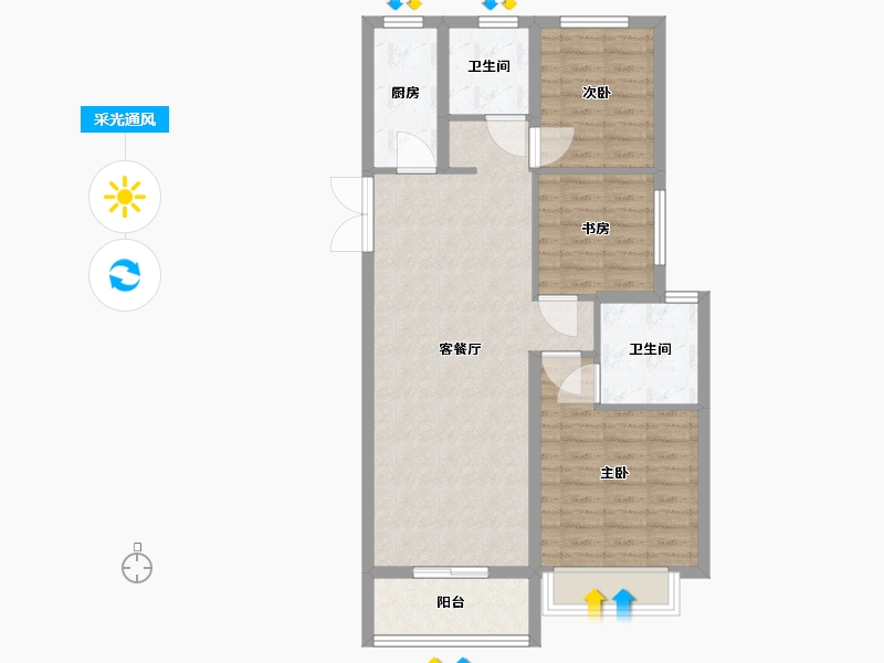 山东省-菏泽市-曹县曹州府中堂-82.00-户型库-采光通风