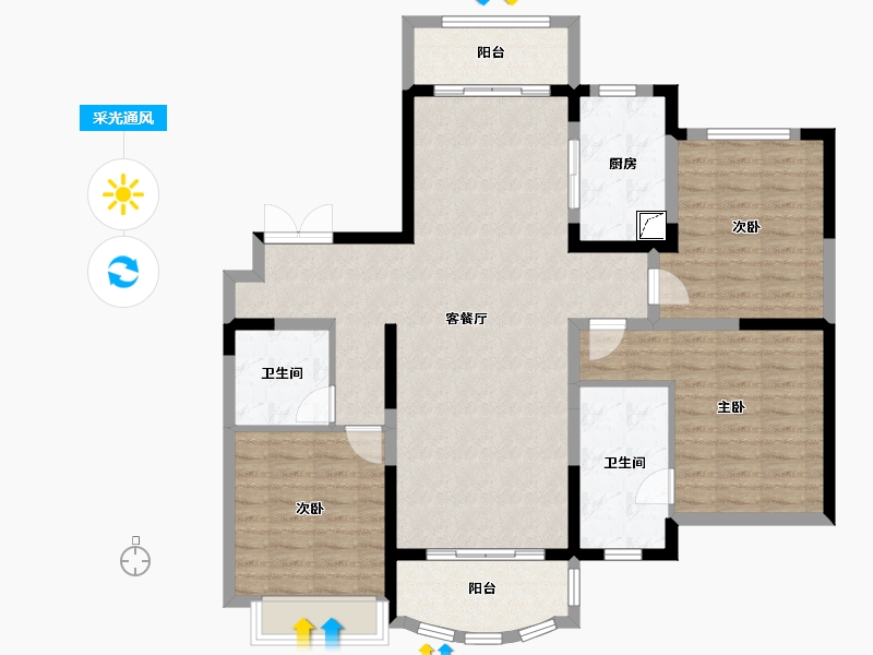 陕西省-西安市-星河湾-150.00-户型库-采光通风