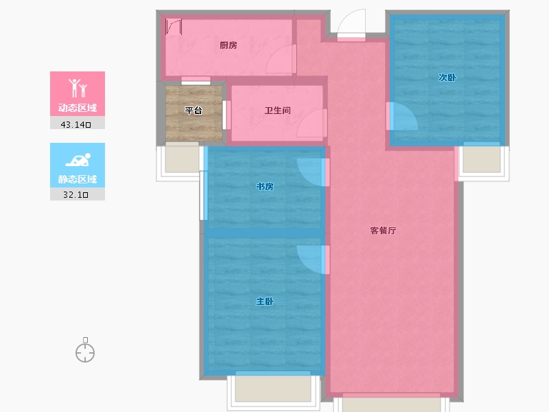 甘肃省-兰州市-保利・领秀山-75.93-户型库-动静分区