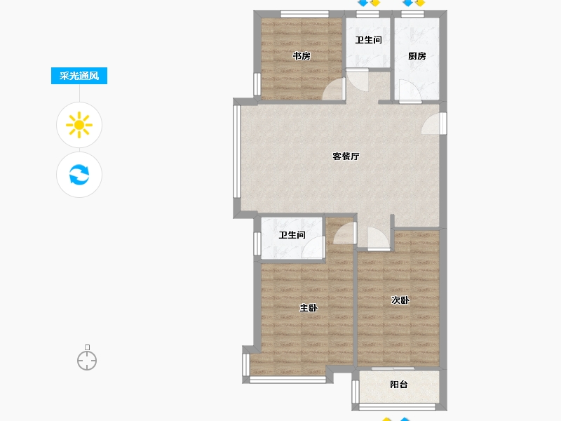 山东省-烟台市-乐橙小区-100.00-户型库-采光通风