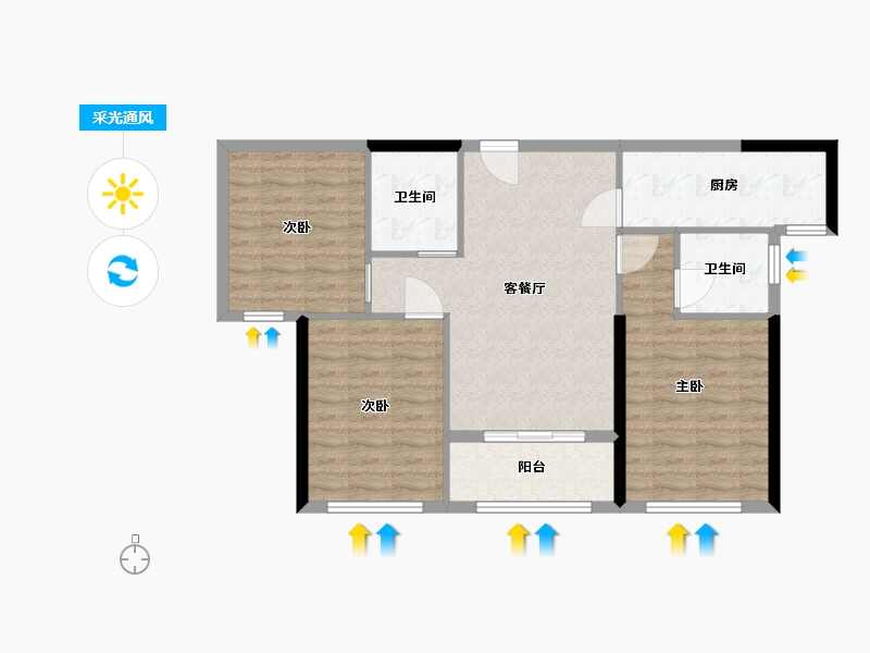 福建省-福州市-锦绣御龙湾-86.00-户型库-采光通风