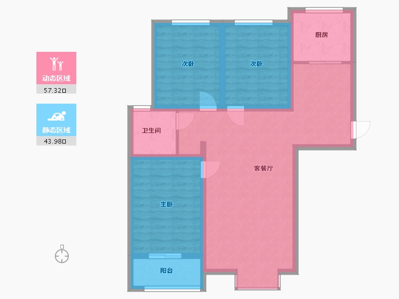 甘肃省-平凉市-兴盛茗居-105.00-户型库-动静分区