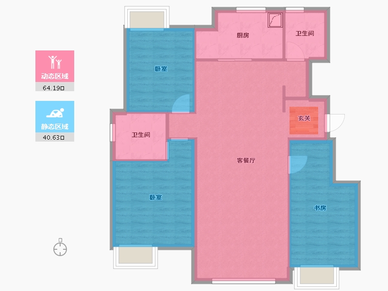 辽宁省-大连市-保利棠悦-81.00-户型库-动静分区