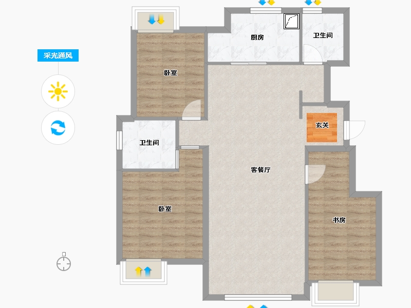 辽宁省-大连市-保利棠悦-81.00-户型库-采光通风