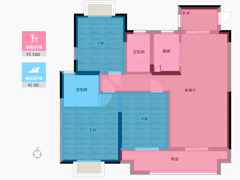 江西省-上饶市-滨江四季-86.95-户型库-动静分区