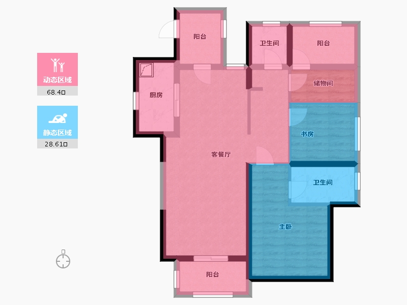 广东省-中山市-华发四季-88.95-户型库-动静分区