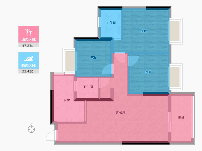 贵州省-贵阳市-远洋风景-76.00-户型库-动静分区