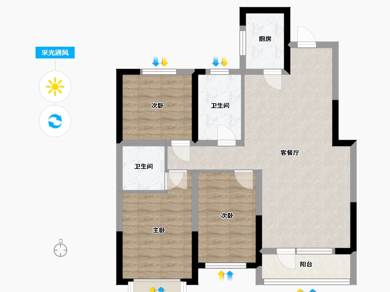 河北省-邢台市-书香苑-90.34-户型库-采光通风