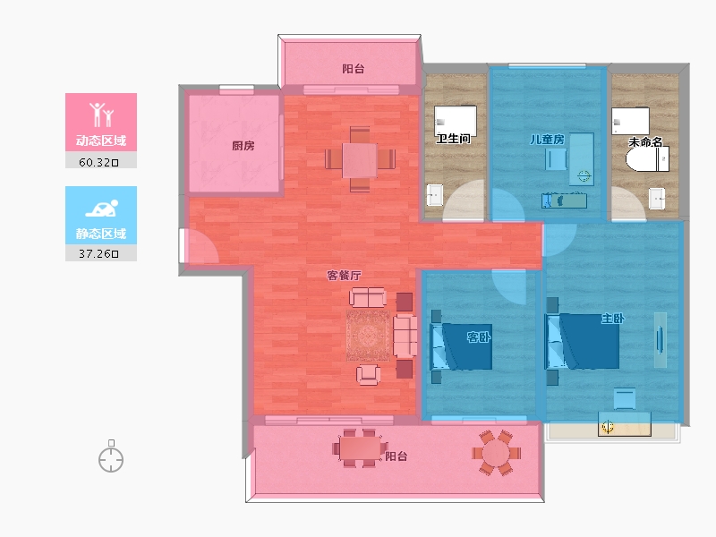 广东省-惠州市-碧桂园十里银滩维港湾-100.86-户型库-动静分区