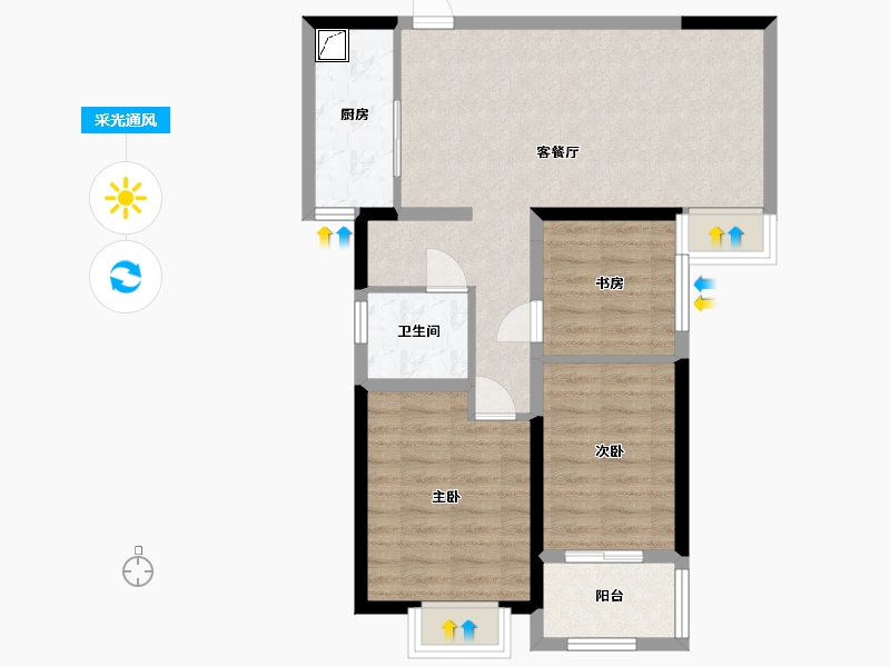 河南省-郑州市-郑地新港华苑-78.00-户型库-采光通风