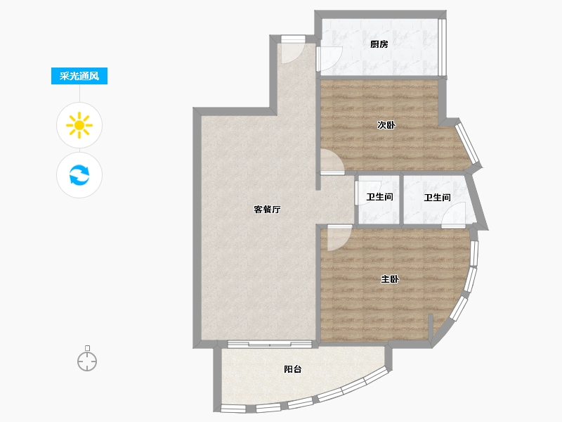 重庆-重庆市-龙脊金山名都-80.00-户型库-采光通风