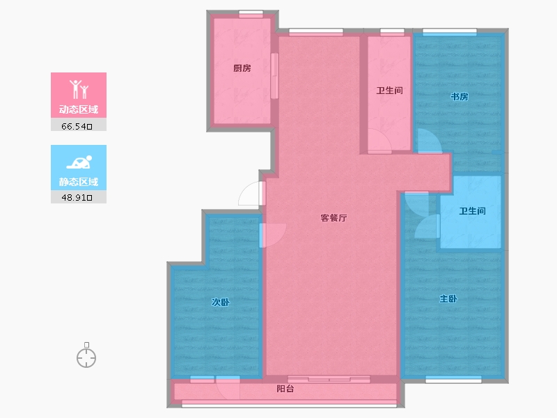 辽宁省-鞍山市-皇冠壹品-114.47-户型库-动静分区