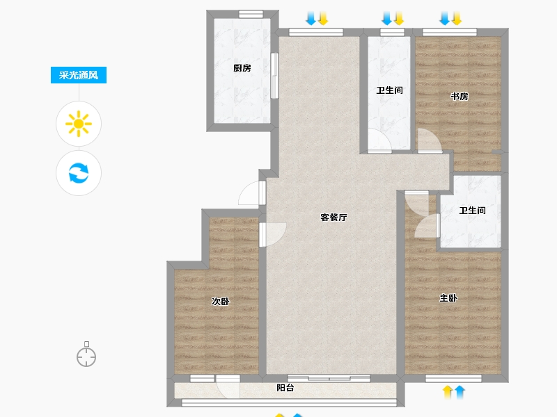 辽宁省-鞍山市-皇冠壹品-114.47-户型库-采光通风