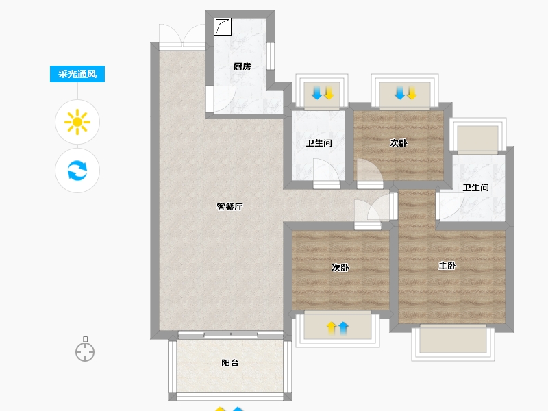 湖南省-永州市-永州岳麓青城-99.00-户型库-采光通风