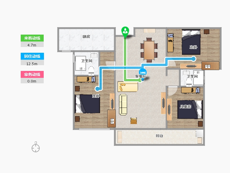 河南省-郑州市-永威金桥西棠-95.94-户型库-动静线