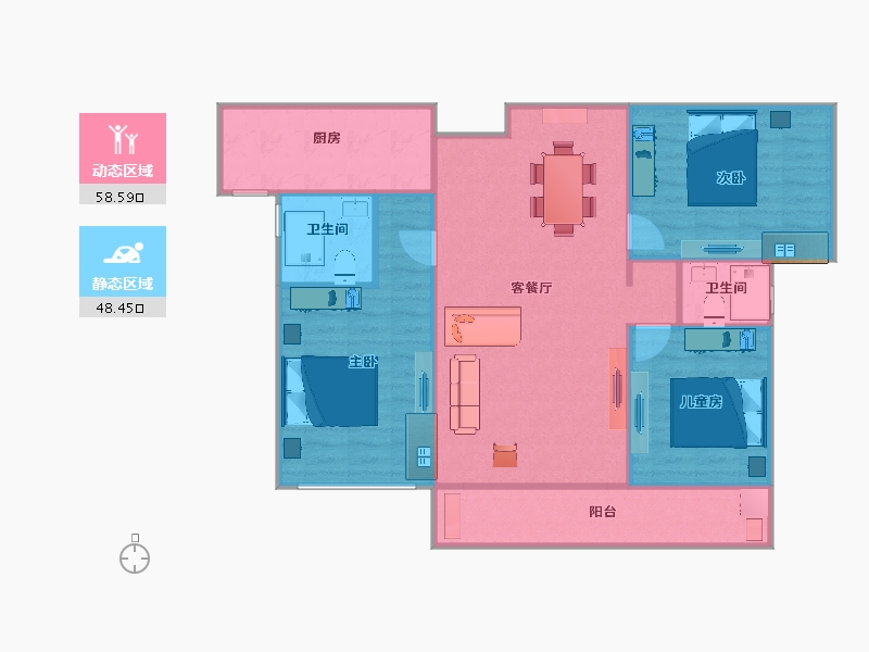 河南省-郑州市-永威金桥西棠-95.94-户型库-动静分区