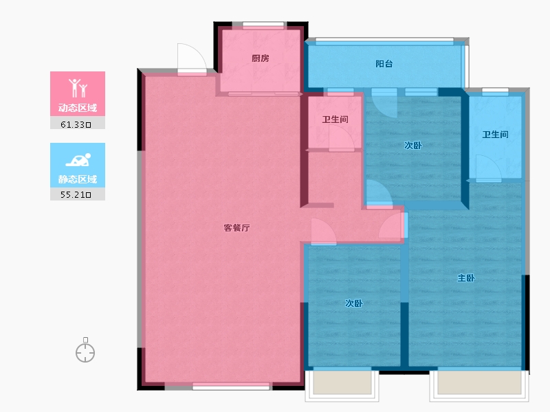 黑龙江省-佳木斯市-港龙东方城-105.00-户型库-动静分区