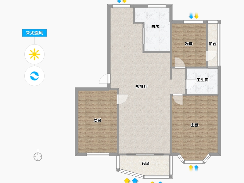 宁夏回族自治区-银川市-湖畔嘉苑-112.00-户型库-采光通风