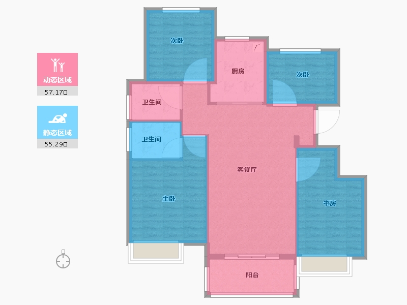 安徽省-黄山市-惠仁诚苑-102.00-户型库-动静分区