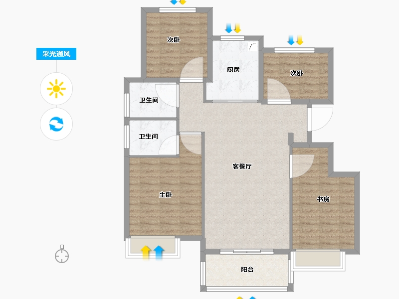 安徽省-黄山市-惠仁诚苑-102.00-户型库-采光通风