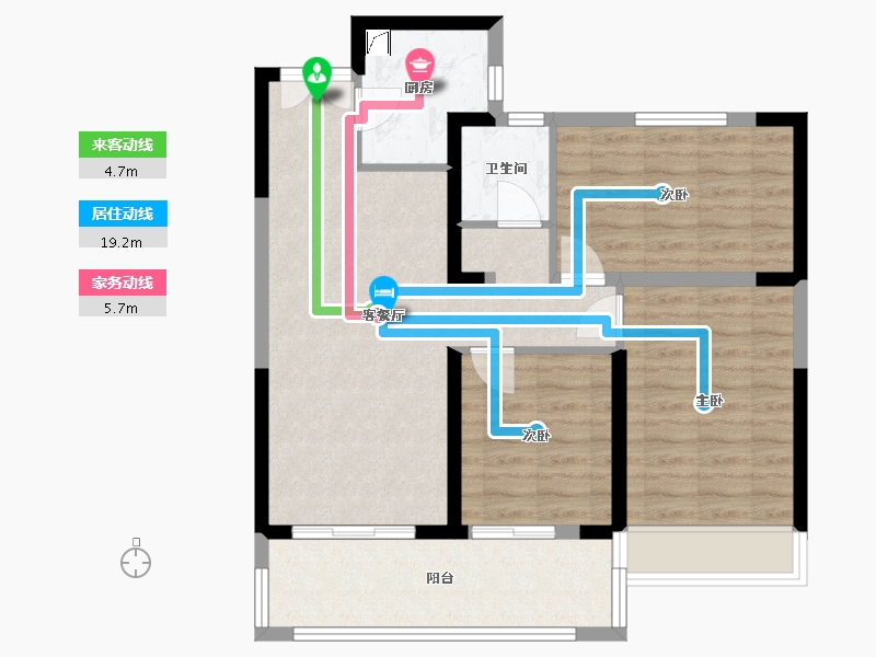 湖北省-荆州市-楚天都市壹号院-78.33-户型库-动静线