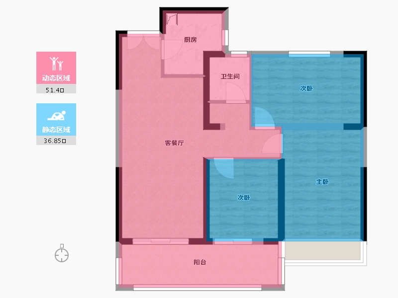 湖北省-荆州市-楚天都市壹号院-78.33-户型库-动静分区