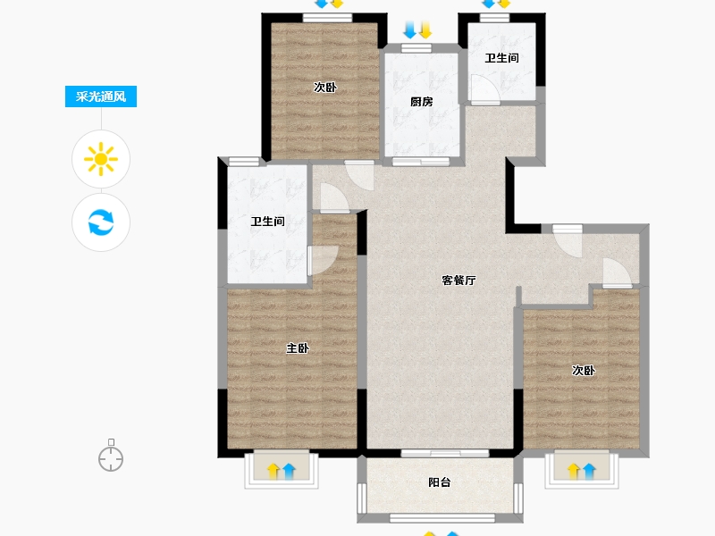 江苏省-苏州市-金科旭辉-100.00-户型库-采光通风