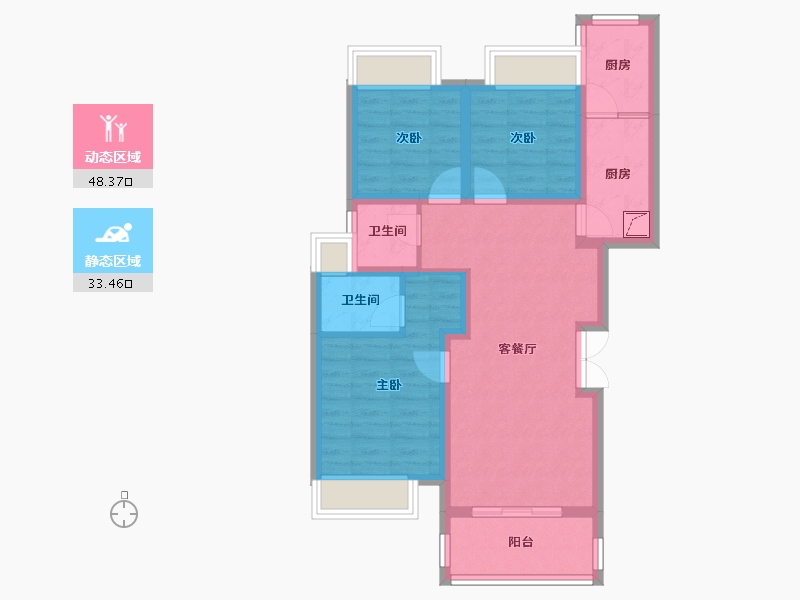 重庆-重庆市-金科联发东悦府-77.00-户型库-动静分区