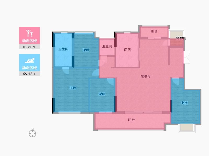 贵州省-贵阳市-万科翡翠公园-128.00-户型库-动静分区