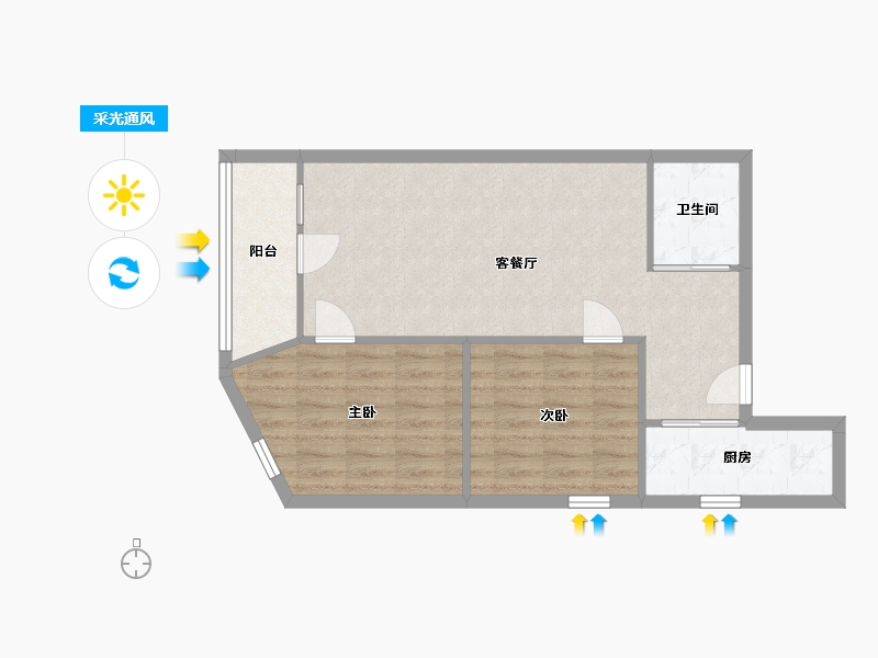 北京-北京市-开阳里六区-56.67-户型库-采光通风