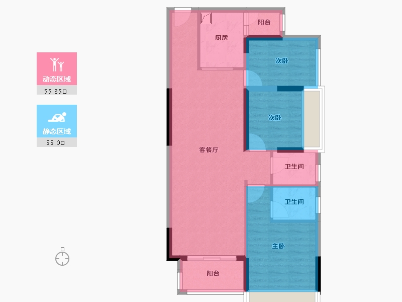 广东省-惠州市-鑫月城-81.75-户型库-动静分区