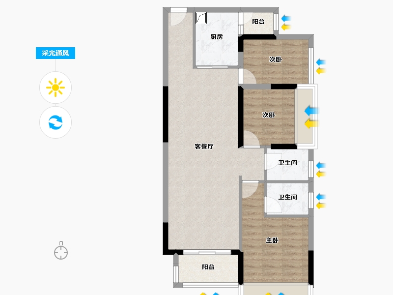 广东省-惠州市-鑫月城-81.75-户型库-采光通风