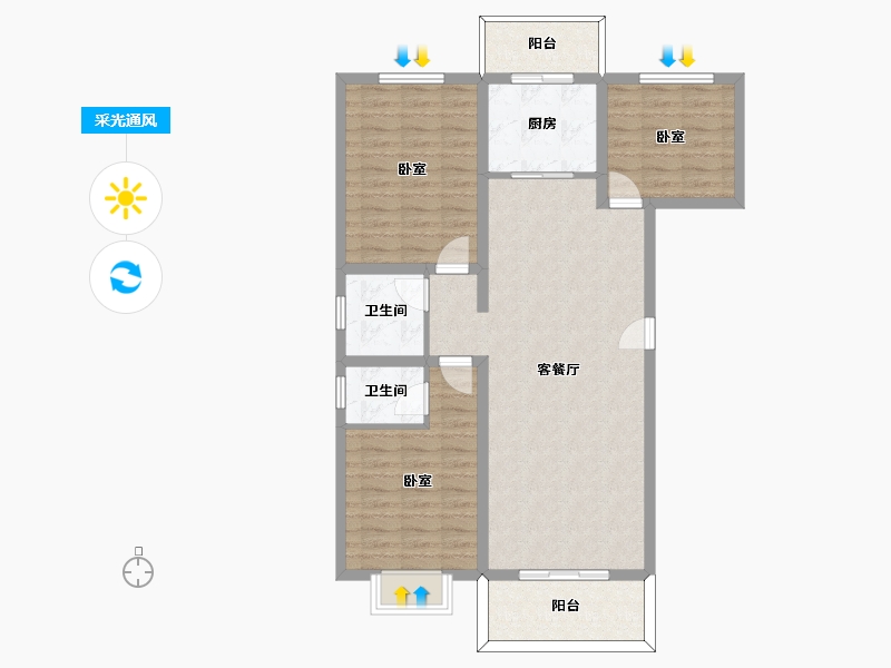 河北省-石家庄市-中兴园-97.00-户型库-采光通风