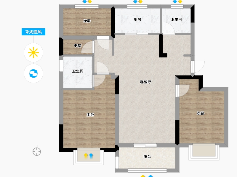 安徽省-合肥市-锦华雅居-80.00-户型库-采光通风