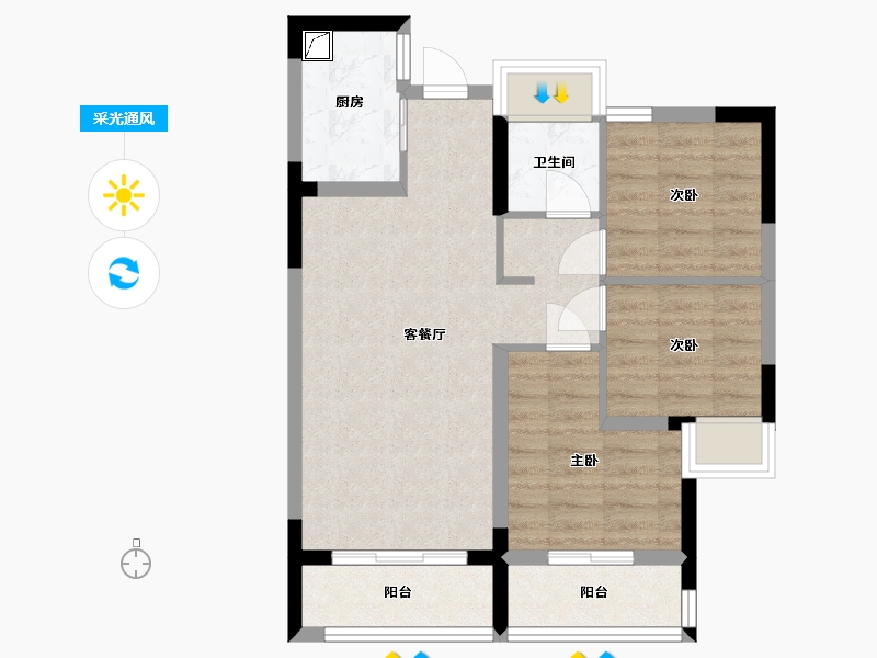 浙江省-杭州市-远洋西溪公馆-77.00-户型库-采光通风