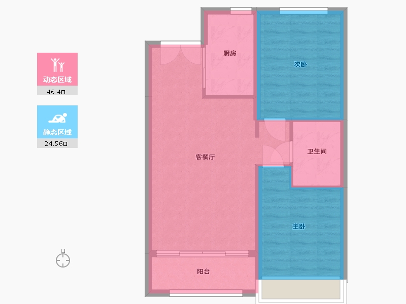 黑龙江省-齐齐哈尔市-新鹤城华玉府-72.00-户型库-动静分区