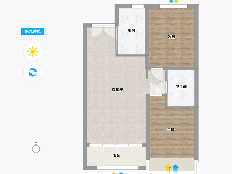 黑龙江省-齐齐哈尔市-新鹤城华玉府-72.00-户型库-采光通风