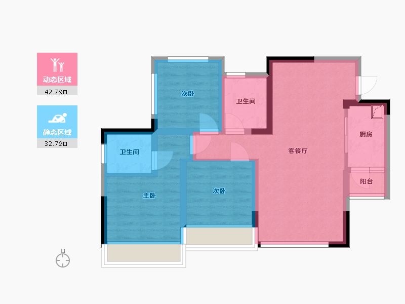 四川省-绵阳市-东辰星光荟-86.75-户型库-动静分区