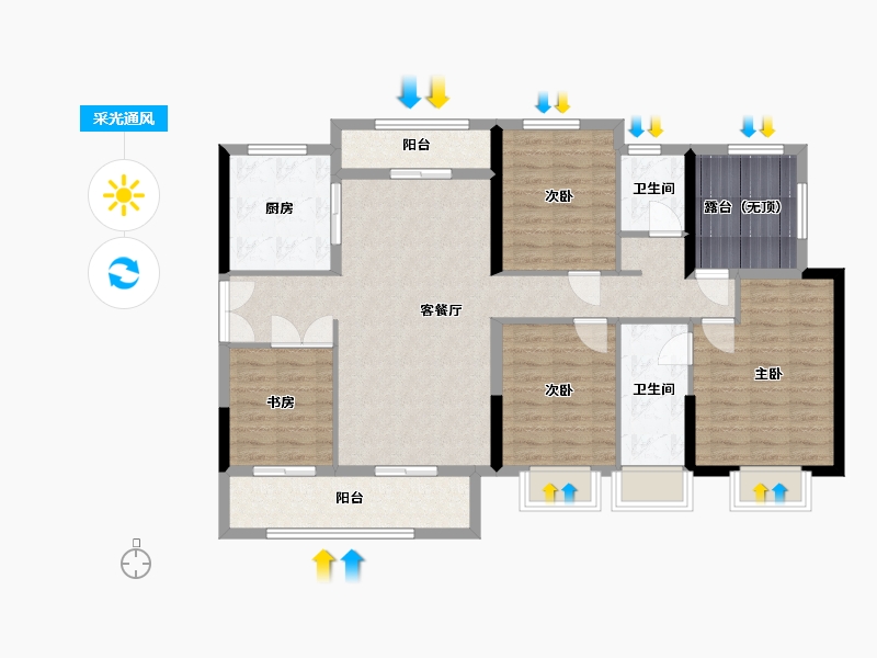 广东省-江门市-粤海城拾桂府-112.00-户型库-采光通风