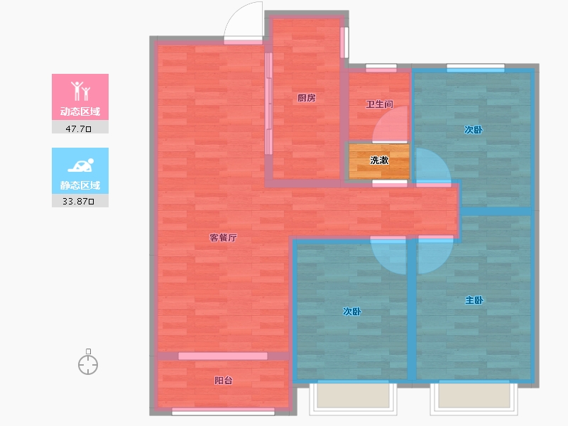 陕西省-西安市-龙泽成-73.85-户型库-动静分区