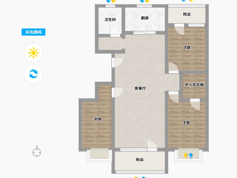 新疆维吾尔自治区-昌吉回族自治州-龙湖湾-96.00-户型库-采光通风