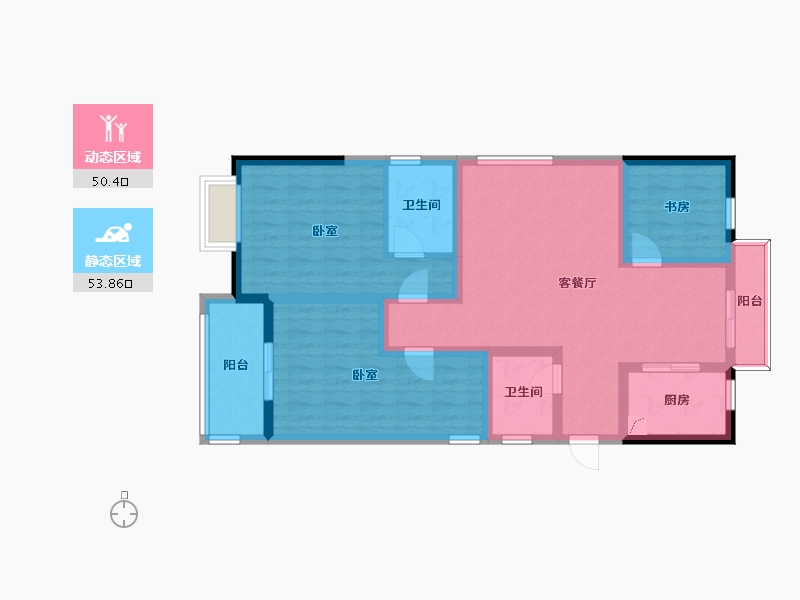 浙江省-台州市-乐湖雅苑-91.89-户型库-动静分区