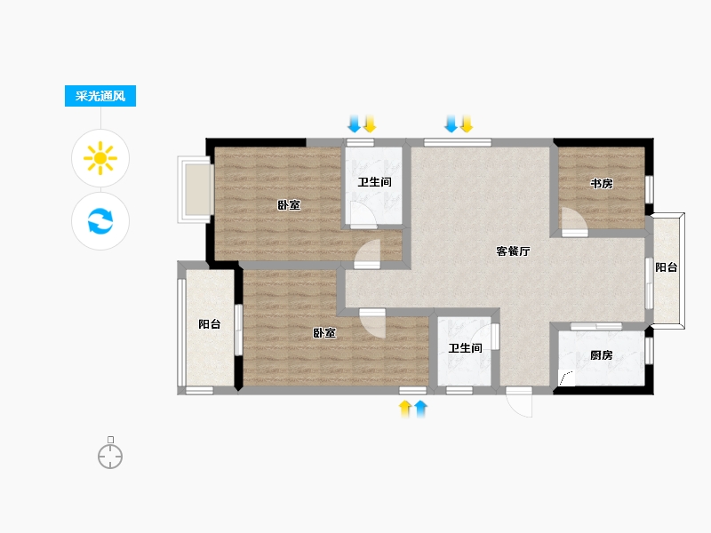 浙江省-台州市-乐湖雅苑-91.89-户型库-采光通风