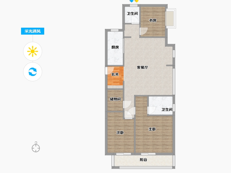 江苏省-镇江市-镇江万科翡翠公园-110.00-户型库-采光通风