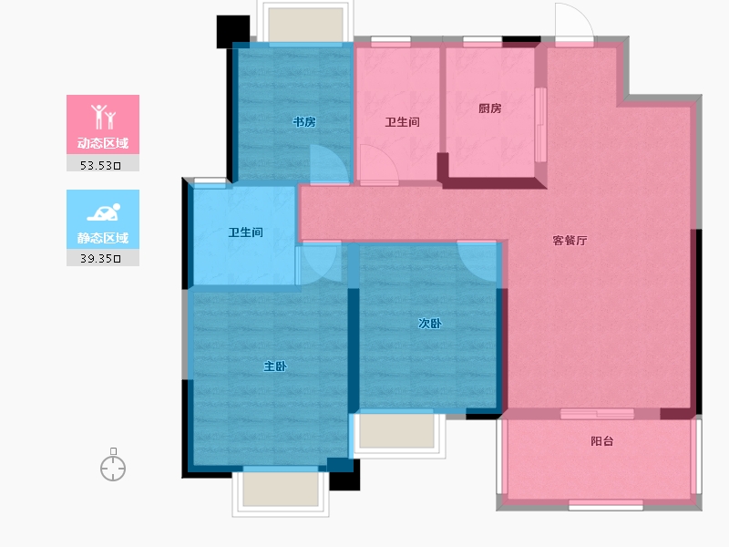 广东省-中山市-新力翡翠湾-83.00-户型库-动静分区