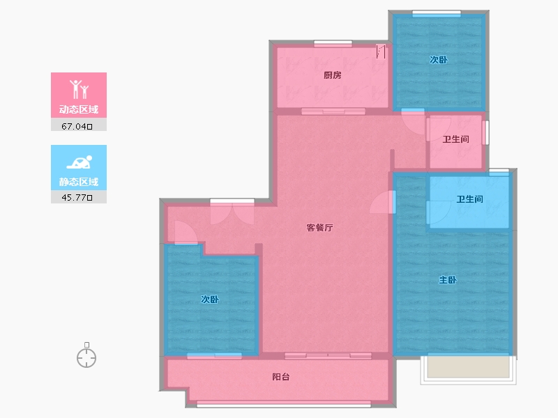 山东省-烟台市-辉盛岚海-101.40-户型库-动静分区