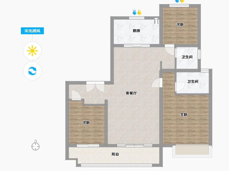 山东省-烟台市-辉盛岚海-101.40-户型库-采光通风